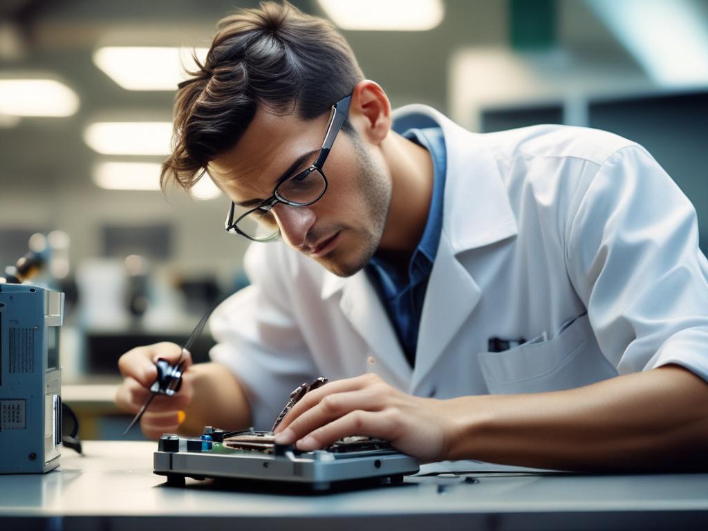 A close up shot of a technician analyzing a damaged