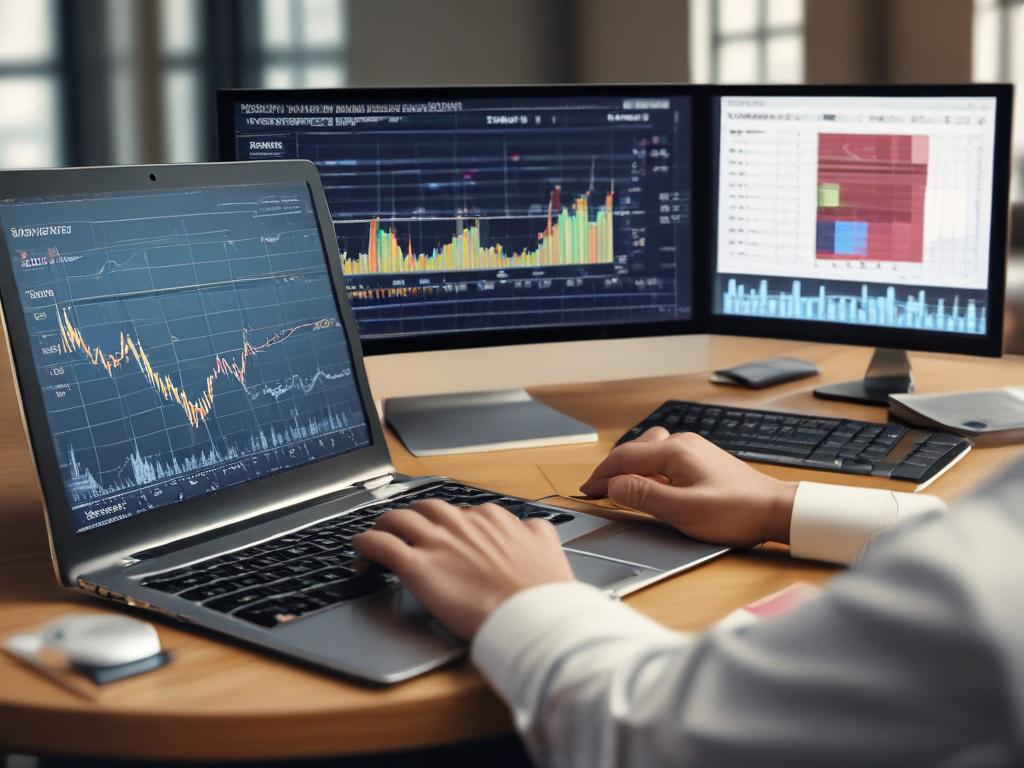 A close up shot of a financial analyst reviewing an