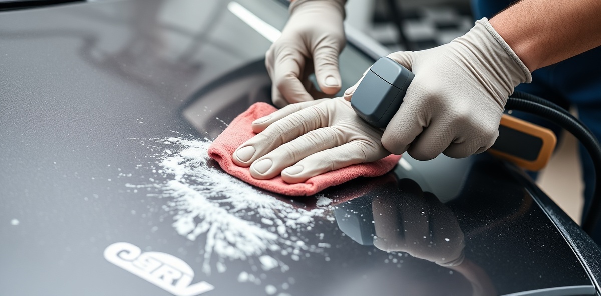 Professional car detailing in action