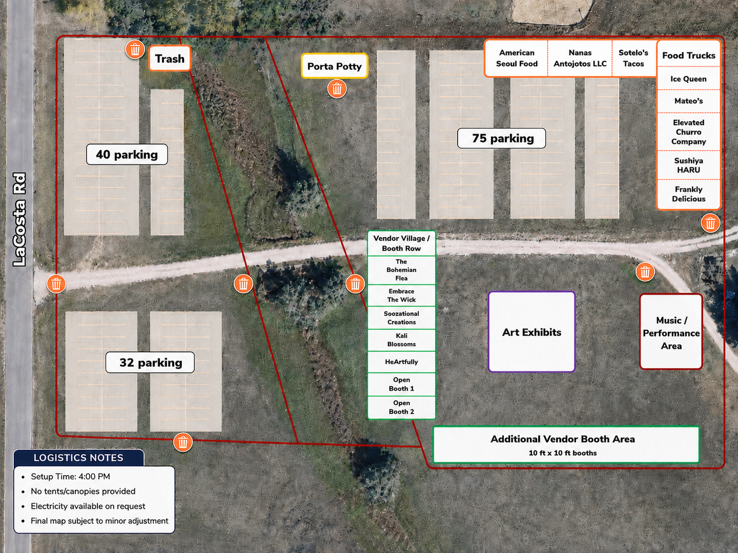 Art Farm Event Map and Parking Layout