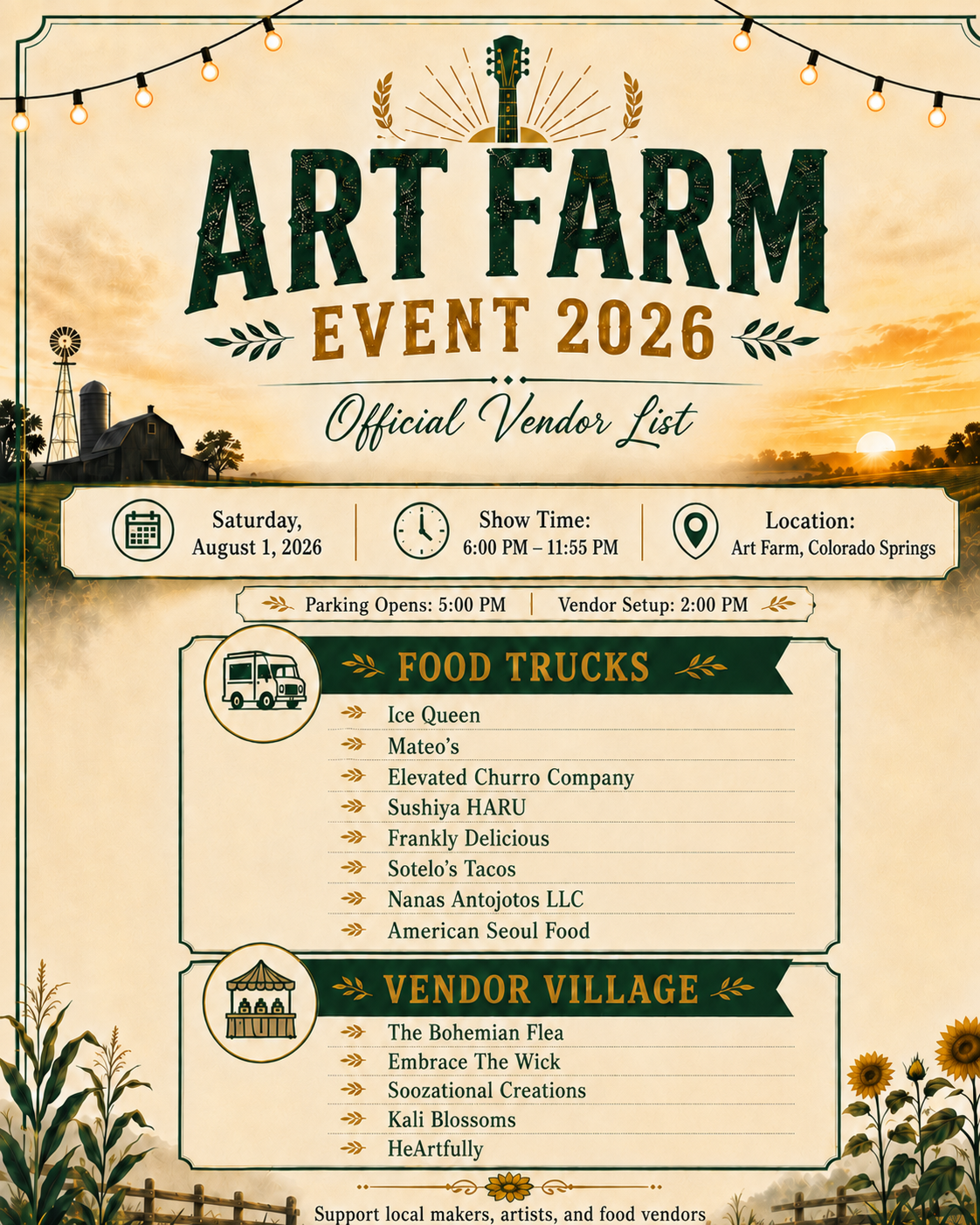 Art Farm Event Vendor List