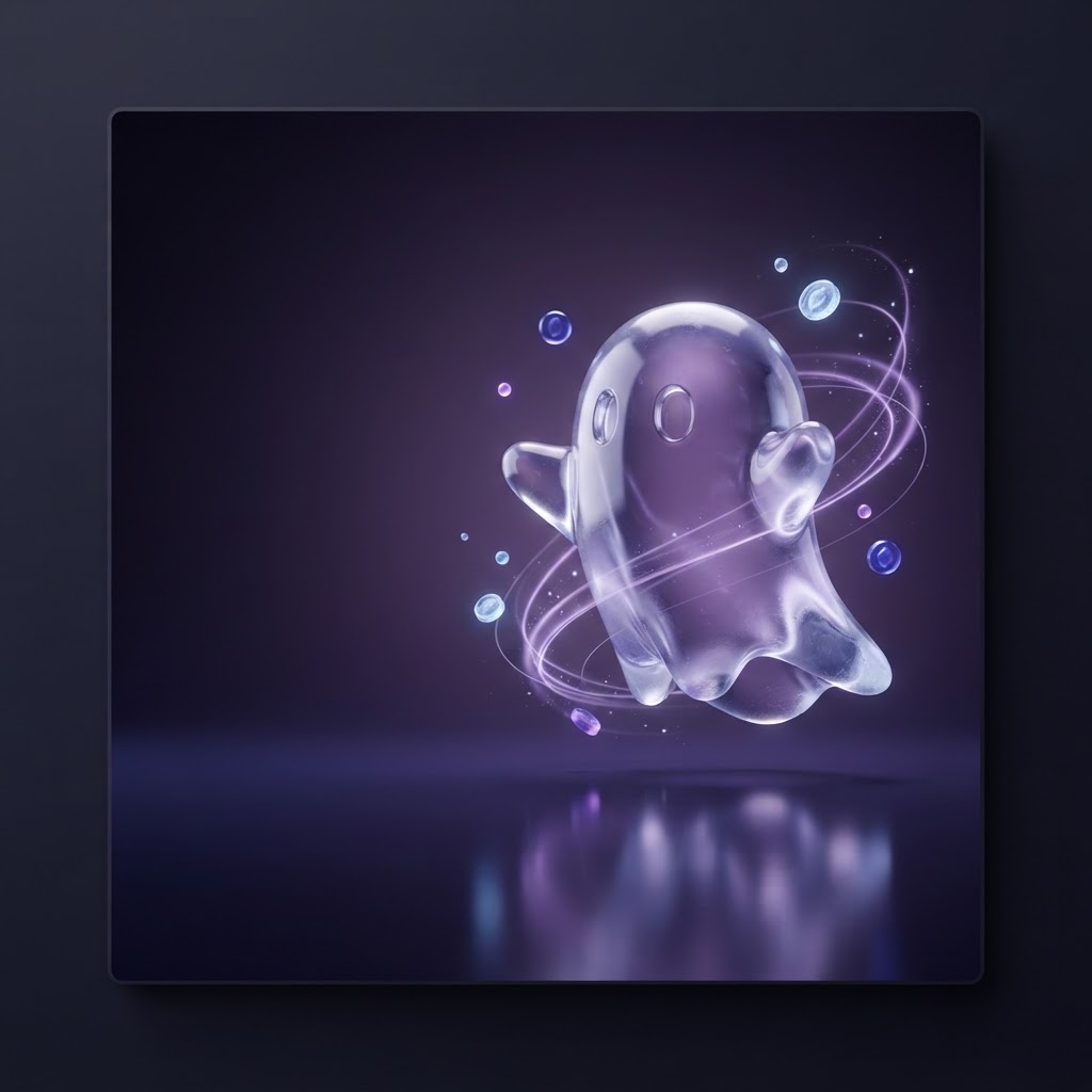 A luminous lavender phantom floating among glowing token orbs
