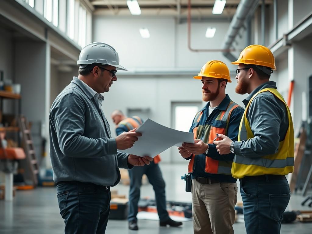 A professional facility manager overseeing a repair project in a