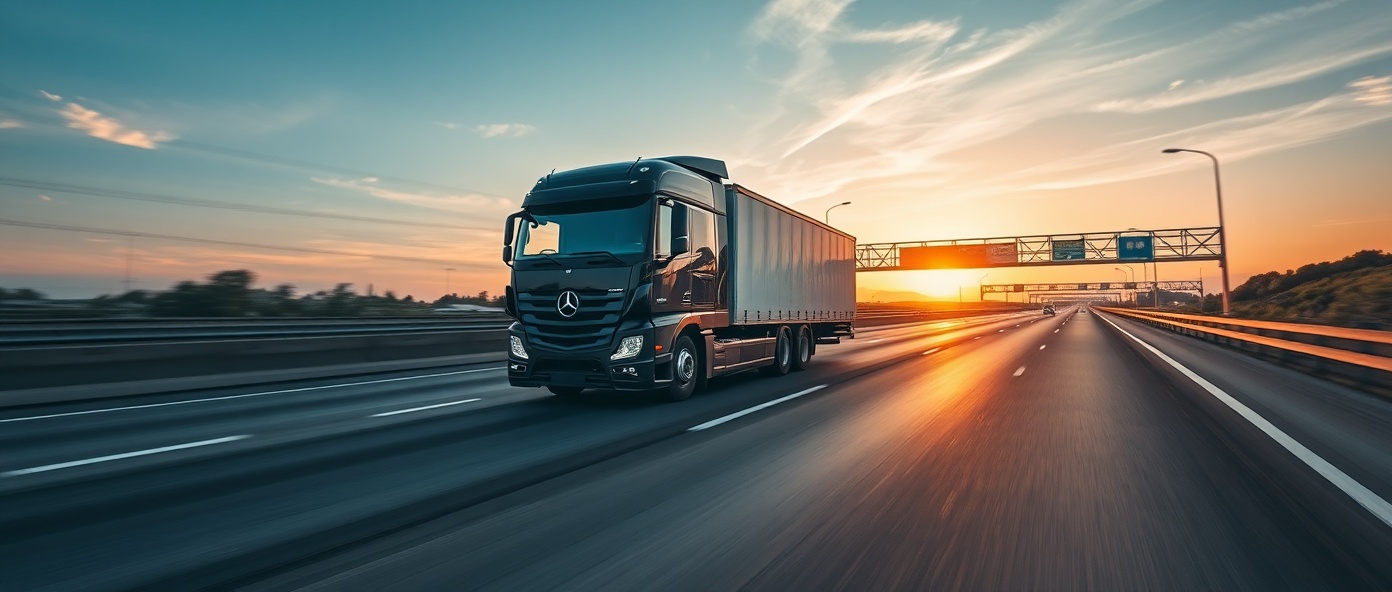 Professional truck on highway