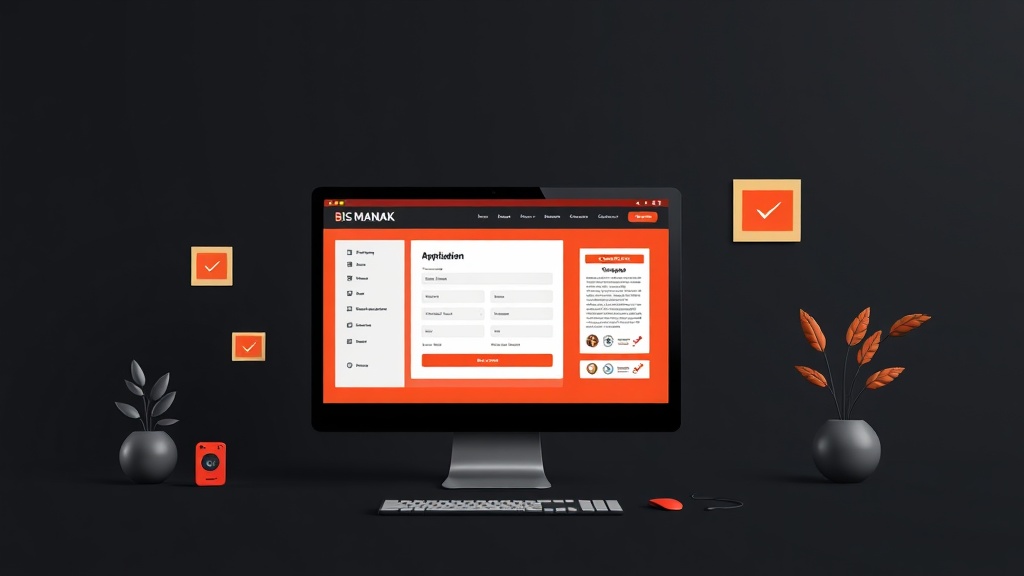 BIS MANAK Online Portal registration process illustration with computer showing application form
