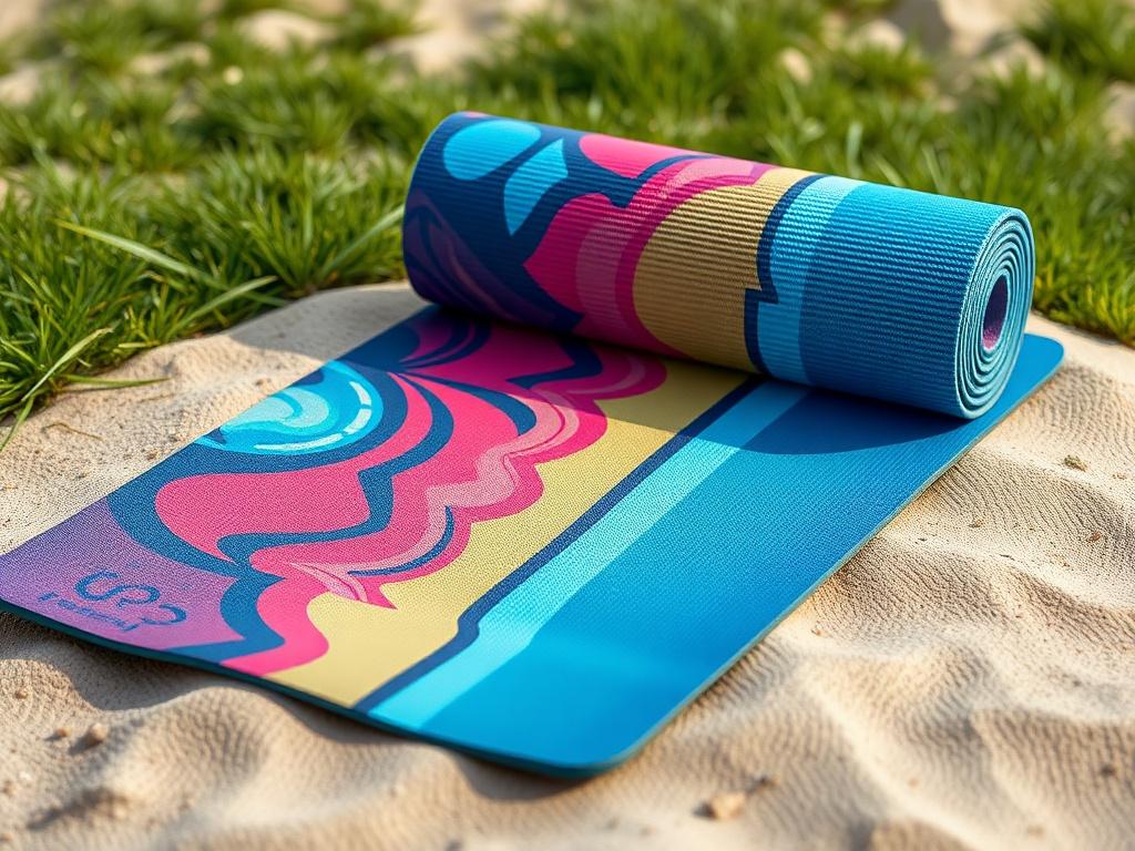 A versatile yoga mat displayed on a serene outdoor setting