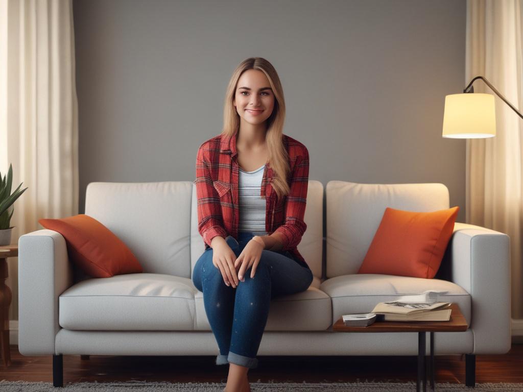 A young and attractive college student escort, dressed in stylish