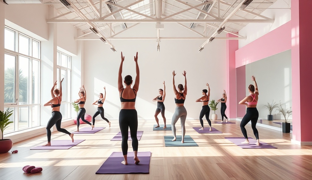 Healthy lifestyle with gym and yoga