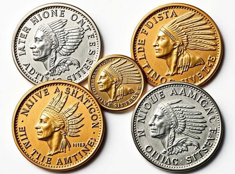 Native American $1 coins showing tribal designs