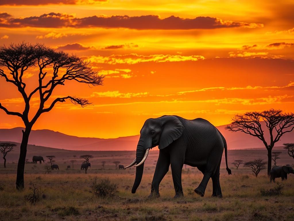 A breathtaking view of Tanzania's wildlife, showcasing a majestic elephant