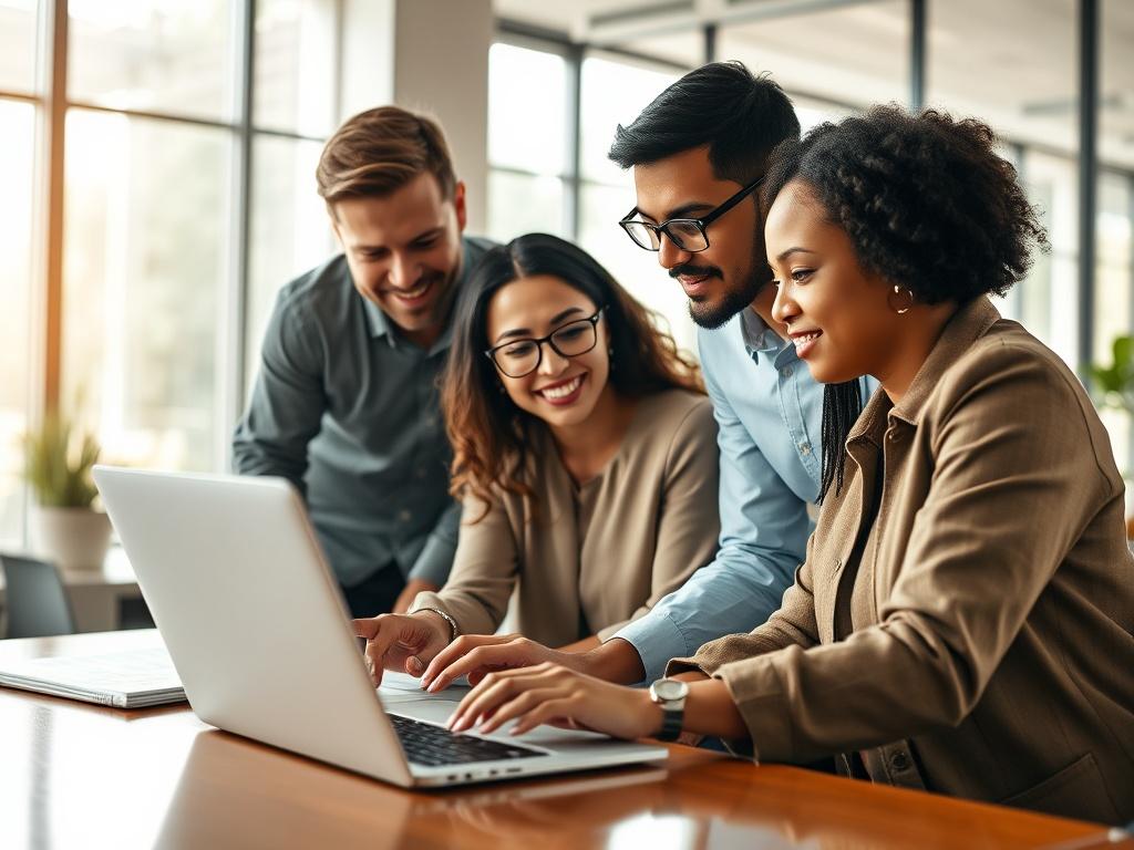 A hyper realistic close up shot of a diverse team