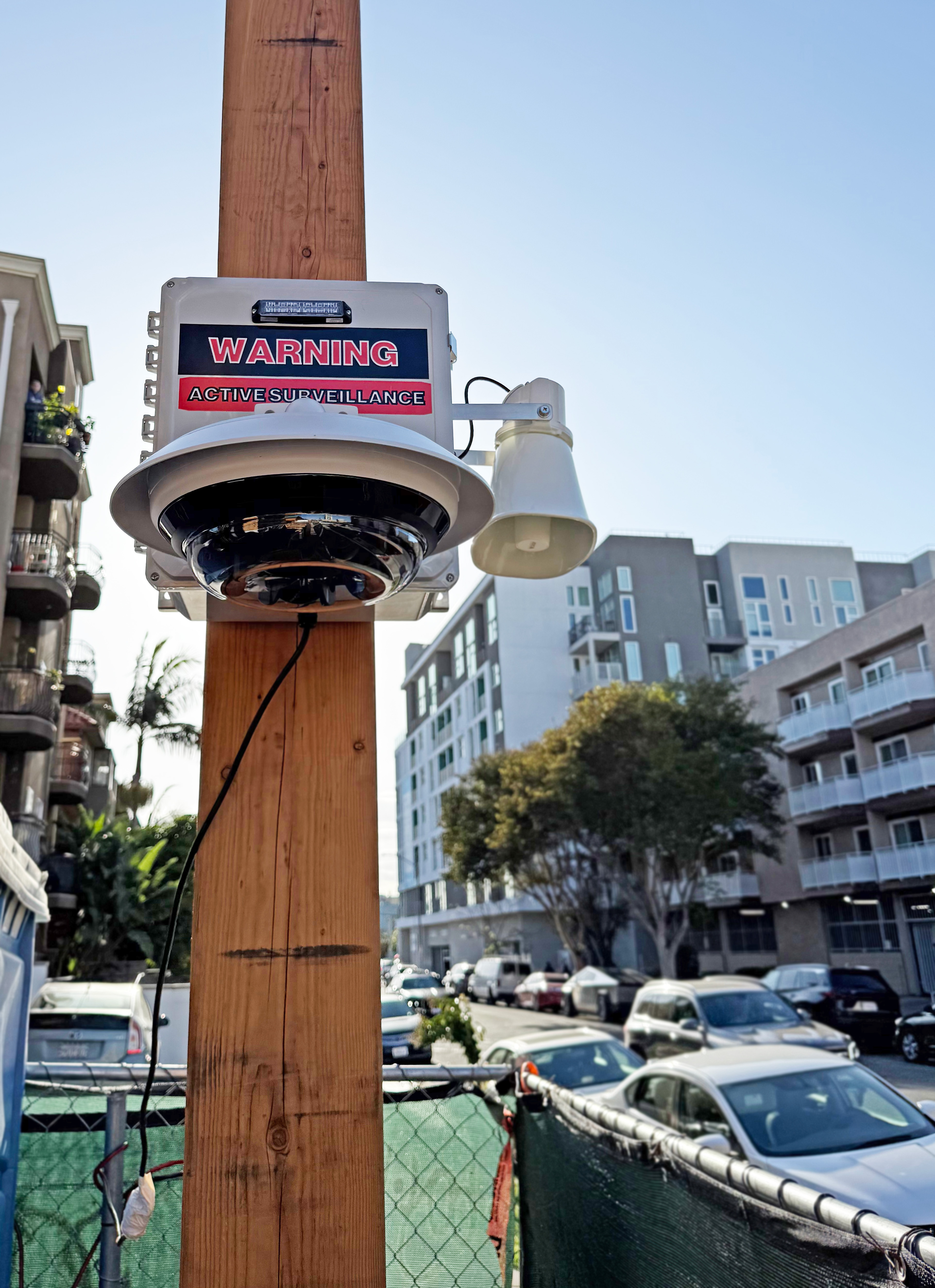 Pole-mounted camera at job site