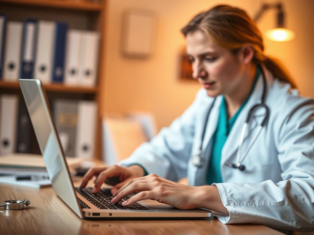 A close up shot of a medical professional, such as