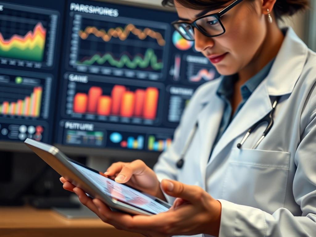 A close up image of a healthcare marketing specialist analyzing