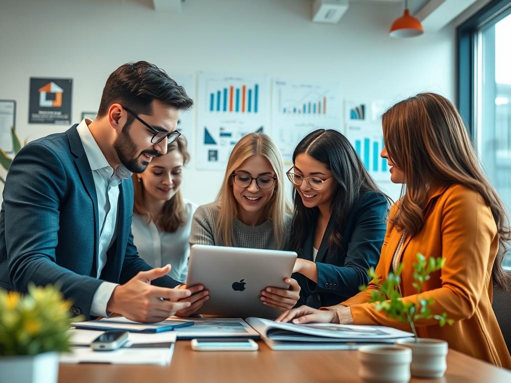 Close up shot of a real estate team in a