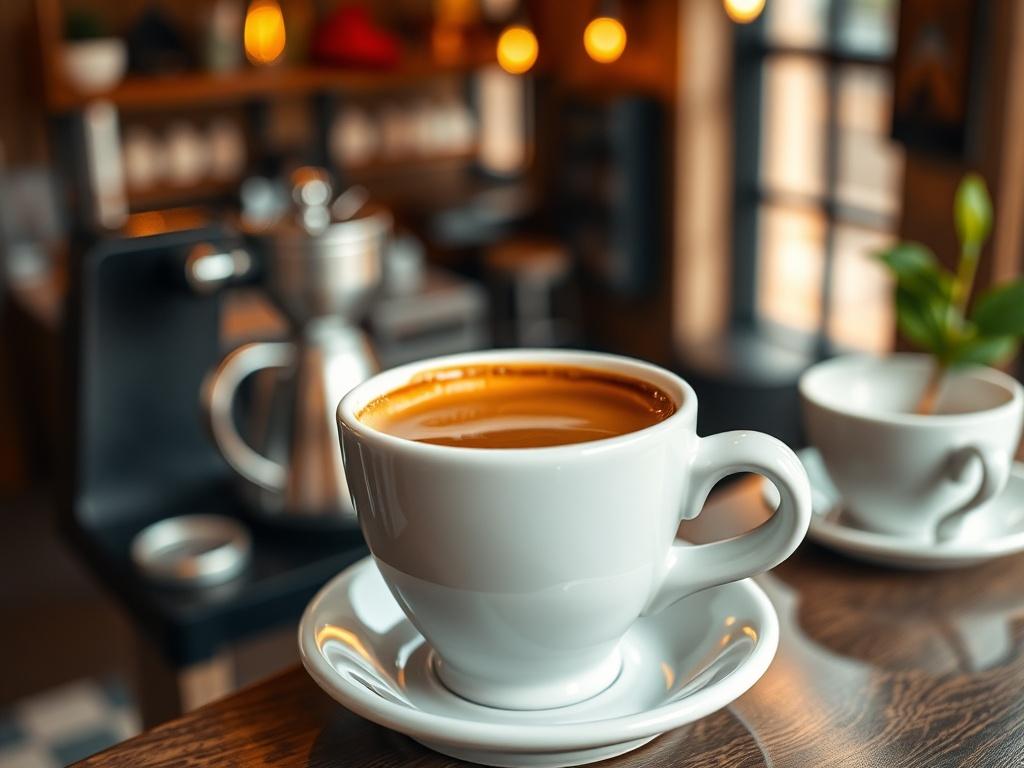 A close up shot of a perfectly brewed espresso with