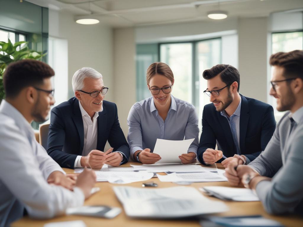 high-resolution photo of a diverse group of professionals engaged in a financial workshop, close-up shot, 45mm f/1.2 lens, simple background