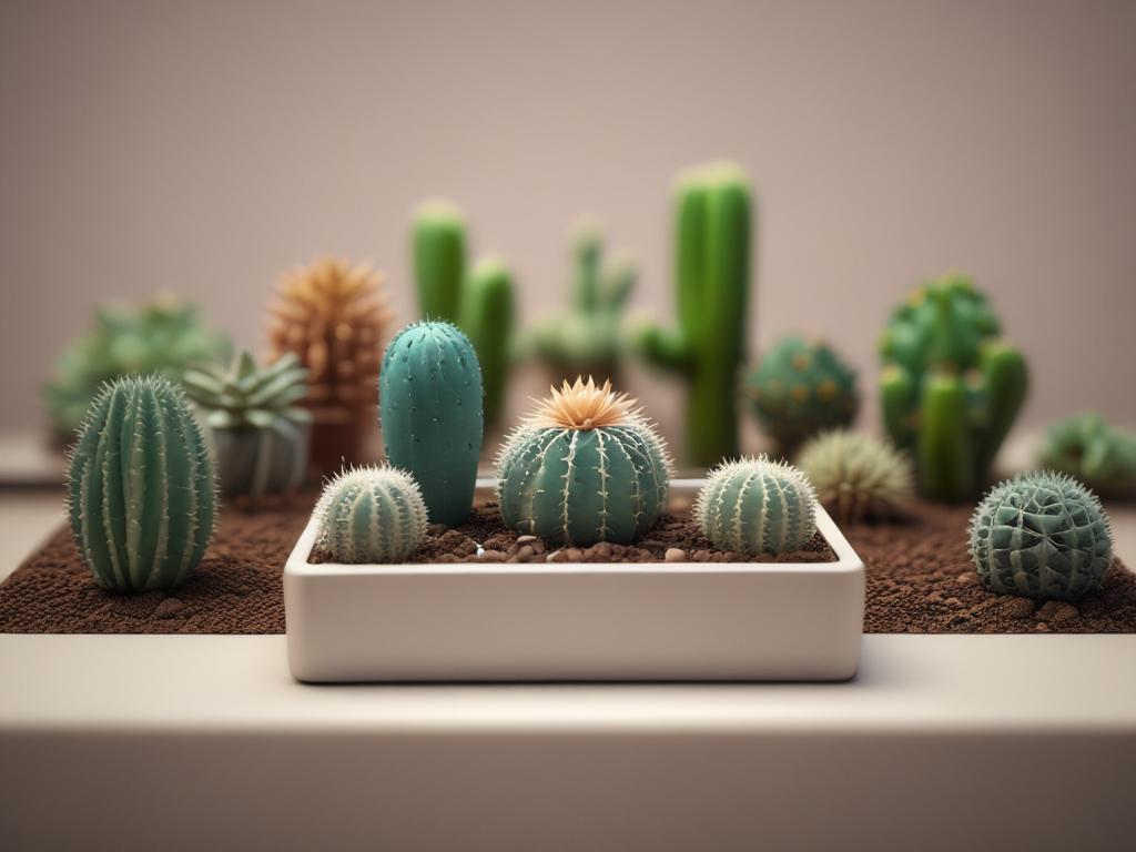 Miniature Cactus Garden, small cacti, desk decor, indoor gardening