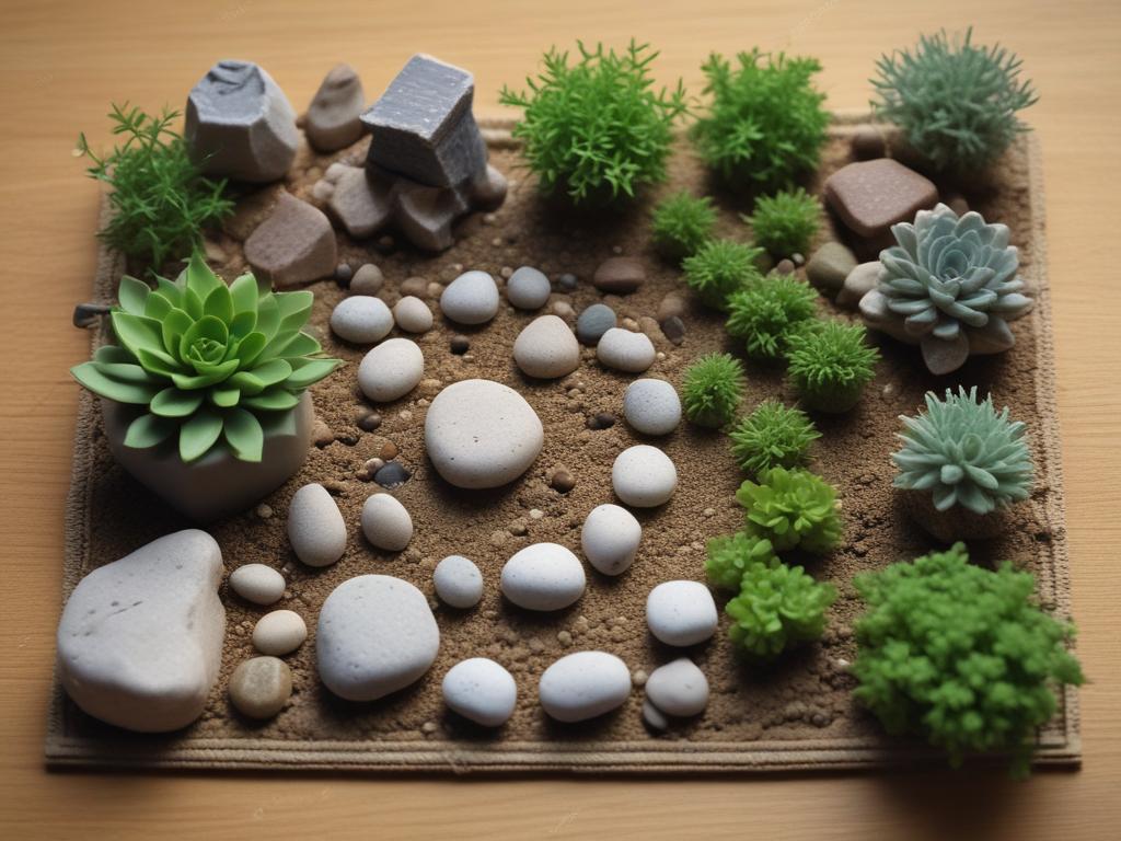 Miniature Garden Kit, tiny plants, decorative stones, creative gardening