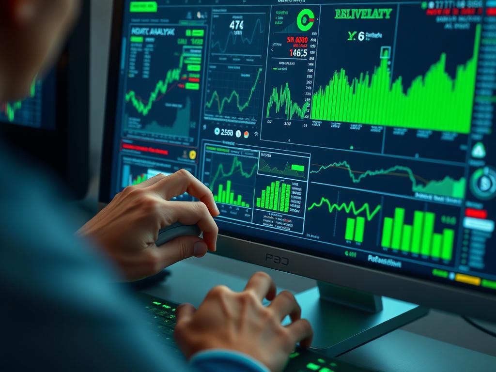 A hyper realistic close up of a person analyzing AI