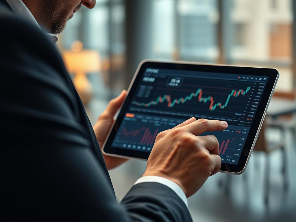 A realistic high resolution close up of a confident financial