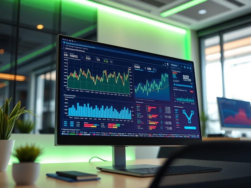 A realistic high resolution close up of a computer screen