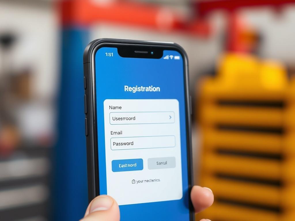 A close up shot of a smartphone displaying a registration