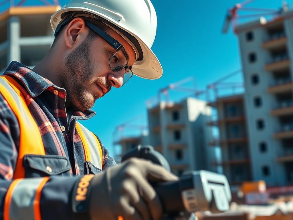 A close up shot of a professional subcontractor at work,