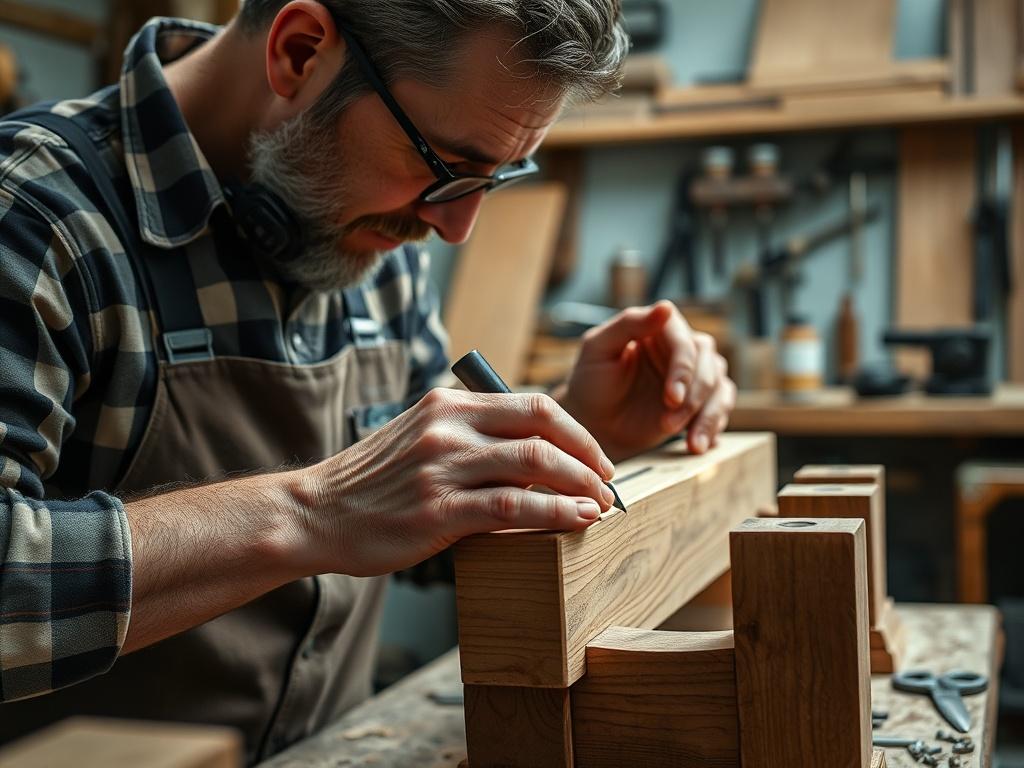 A close up shot of a craftsman working on custom