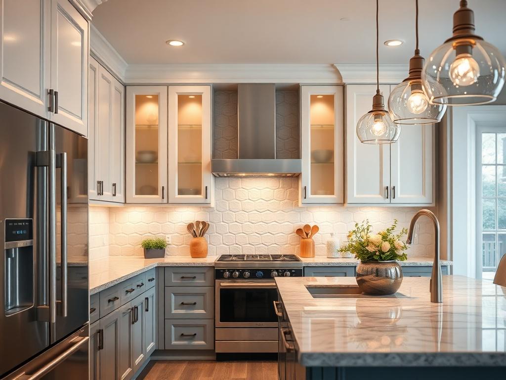 A hyper realistic close up of a beautifully renovated kitchen,