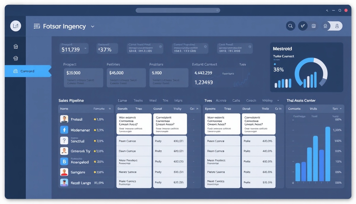 Agency CRM Dashboard showing pipeline stages and activity tracking