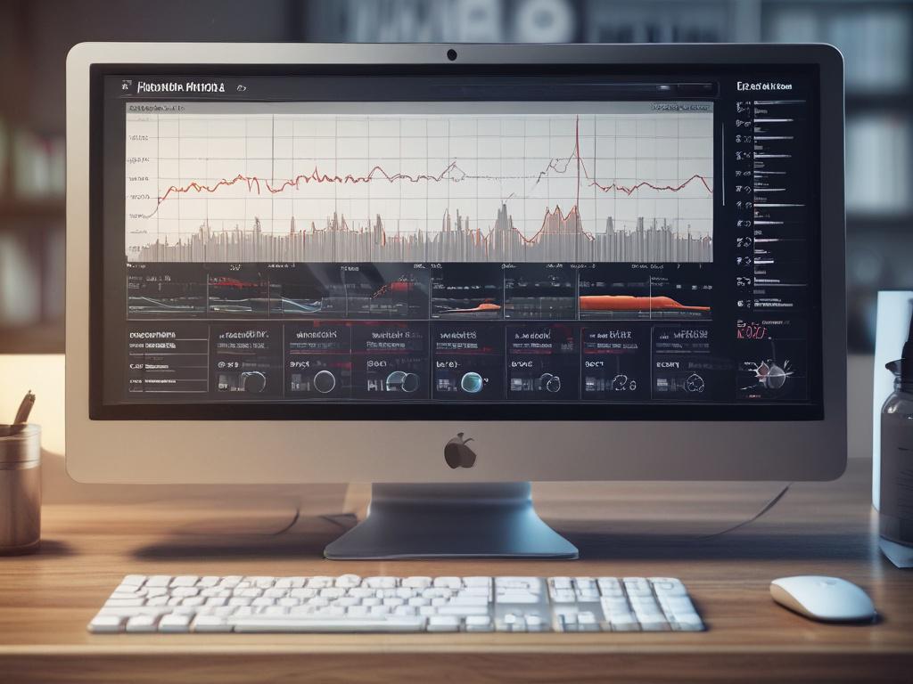 An analytical dashboard displayed on a laptop screen, showcasing graphs