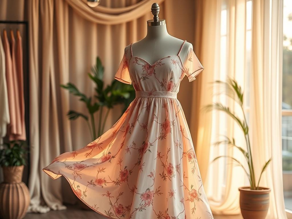 A realistic high resolution of a flowing women's summer dress