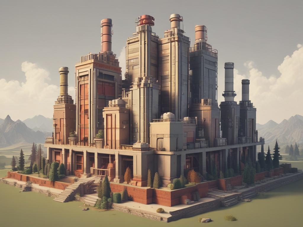 Minecraft, industrial, power plant, redstone, modded, structures