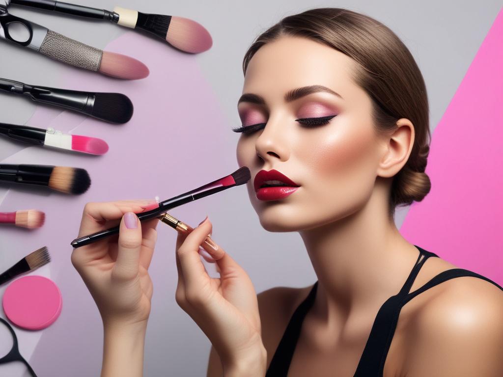 realistic high resolution of a makeup artist applying makeup to
