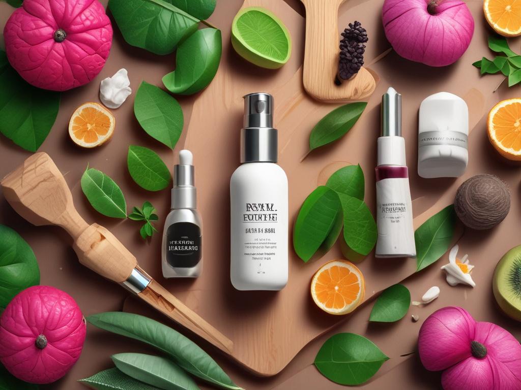realistic high resolution of natural beauty products arranged aesthetically, clean