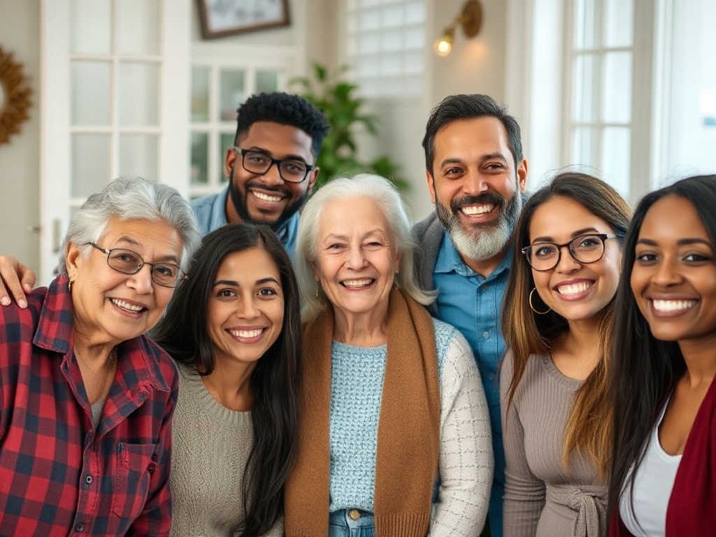 Diverse group in supportive community