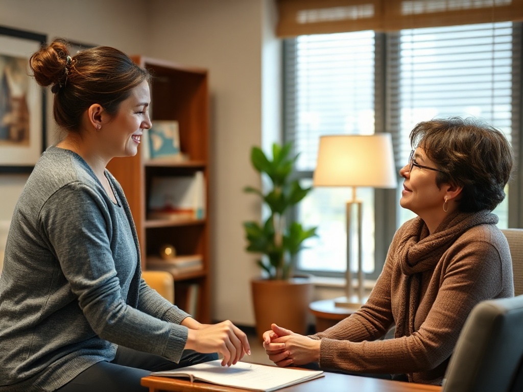 Case manager discussing housing referral