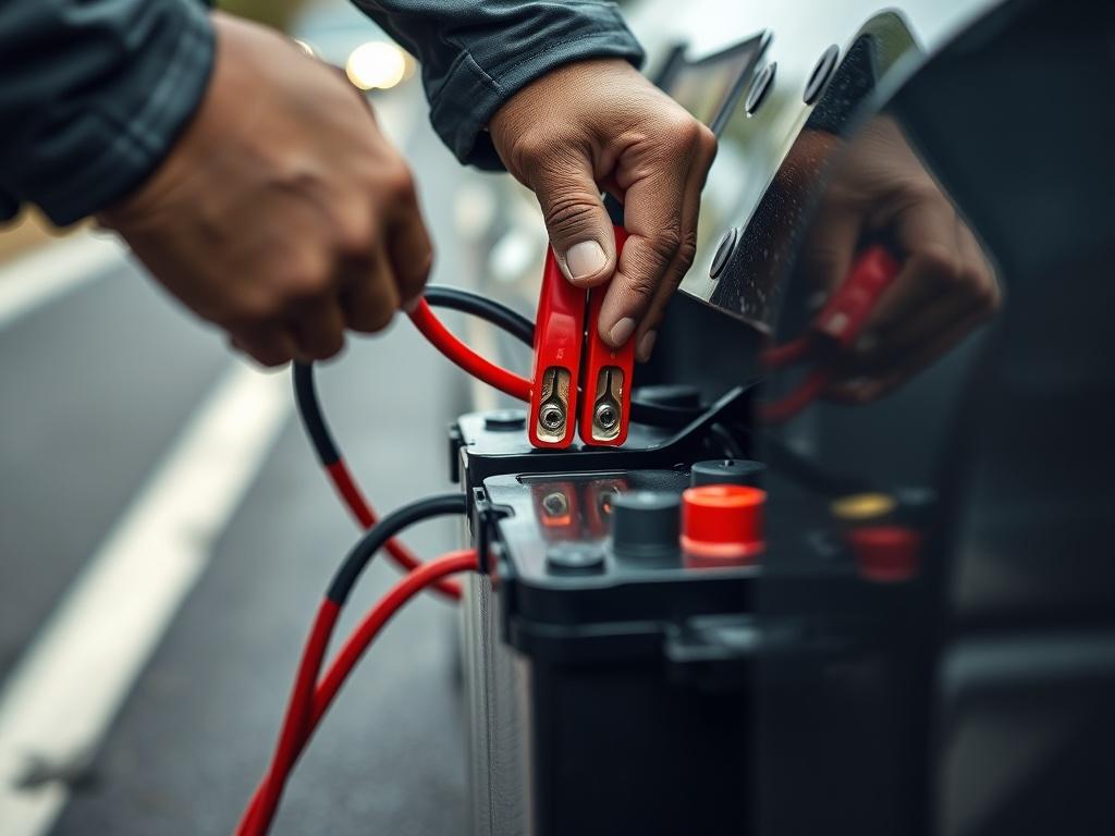 A hyper realistic close up shot of a technician jump