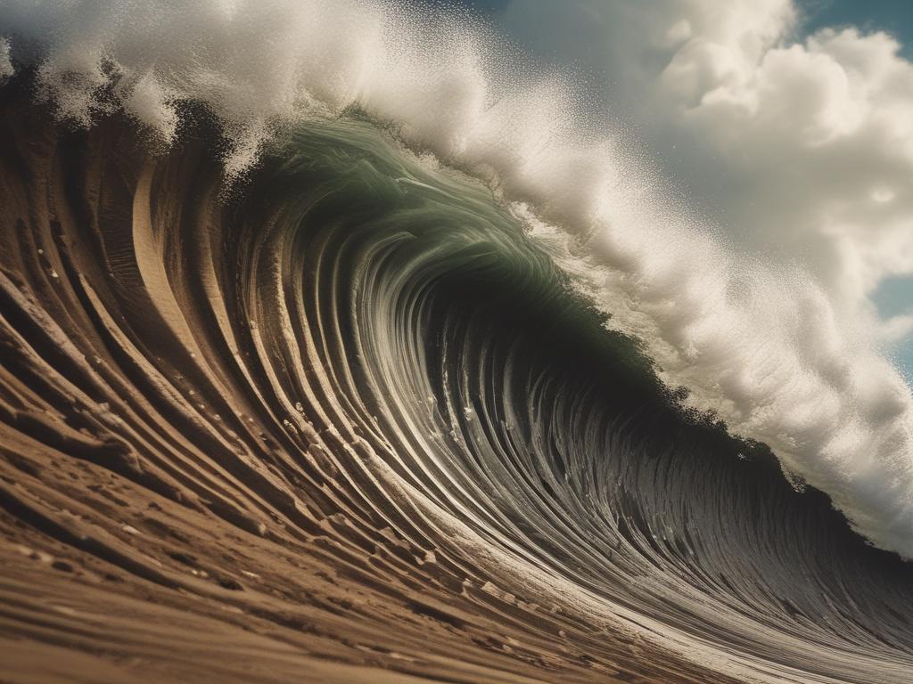 high resolution of a wave representing savings growth, earthy textures,