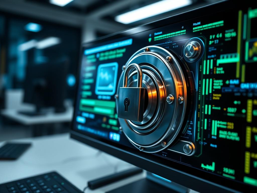 A close up shot of a locked digital vault on
