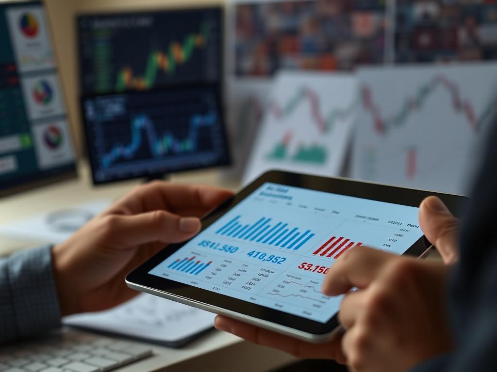 A close up shot of a financial analyst reviewing risk