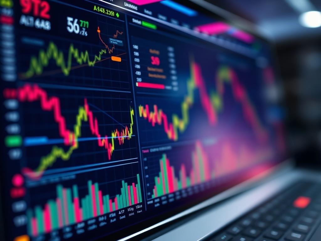 A close up shot of a high tech trading dashboard