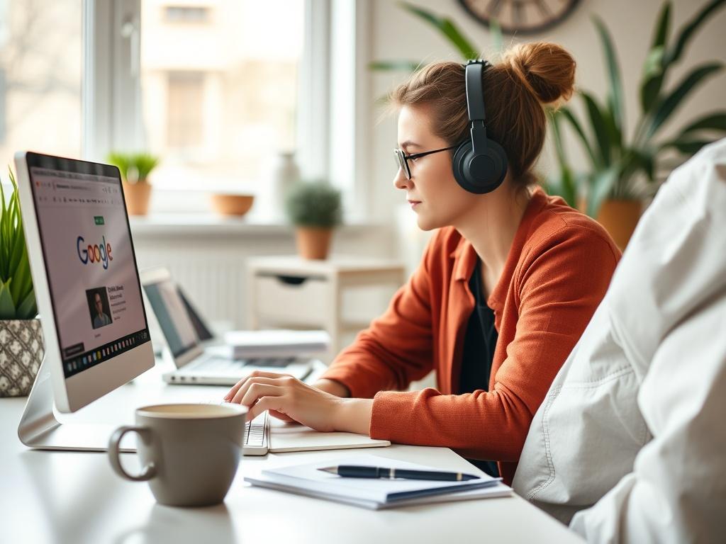 A realistic high resolution of a person taking an online