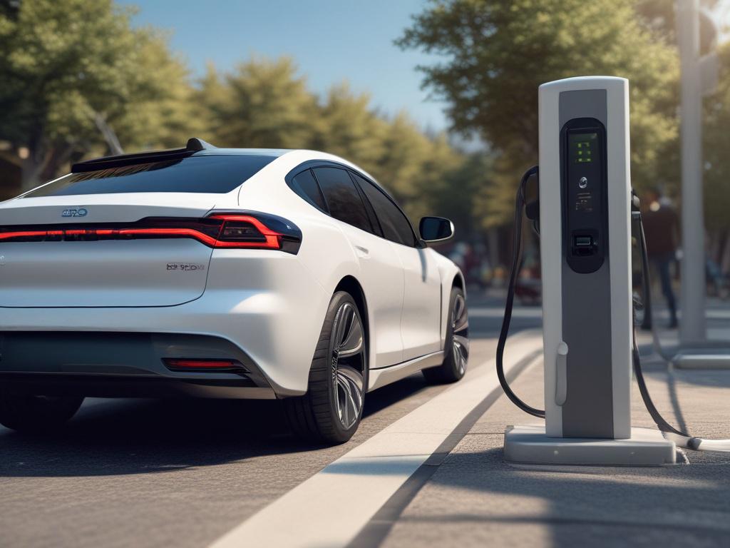 A hyper realistic close up shot of an electric vehicle