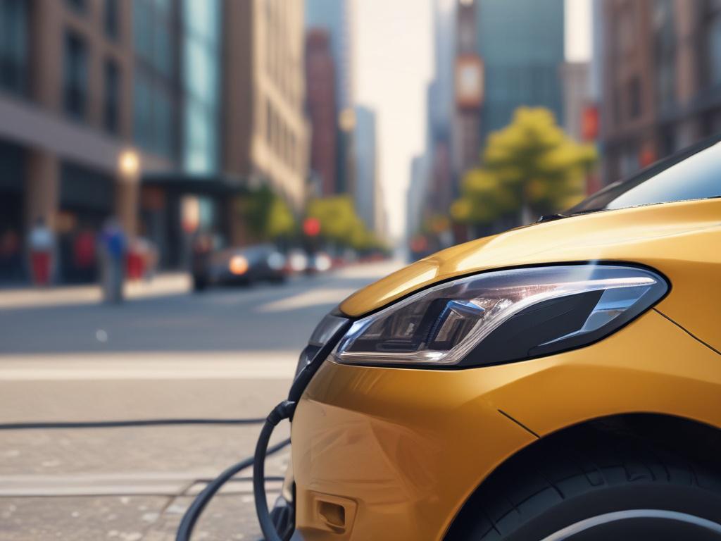 A hyper realistic close up shot of an electric vehicle