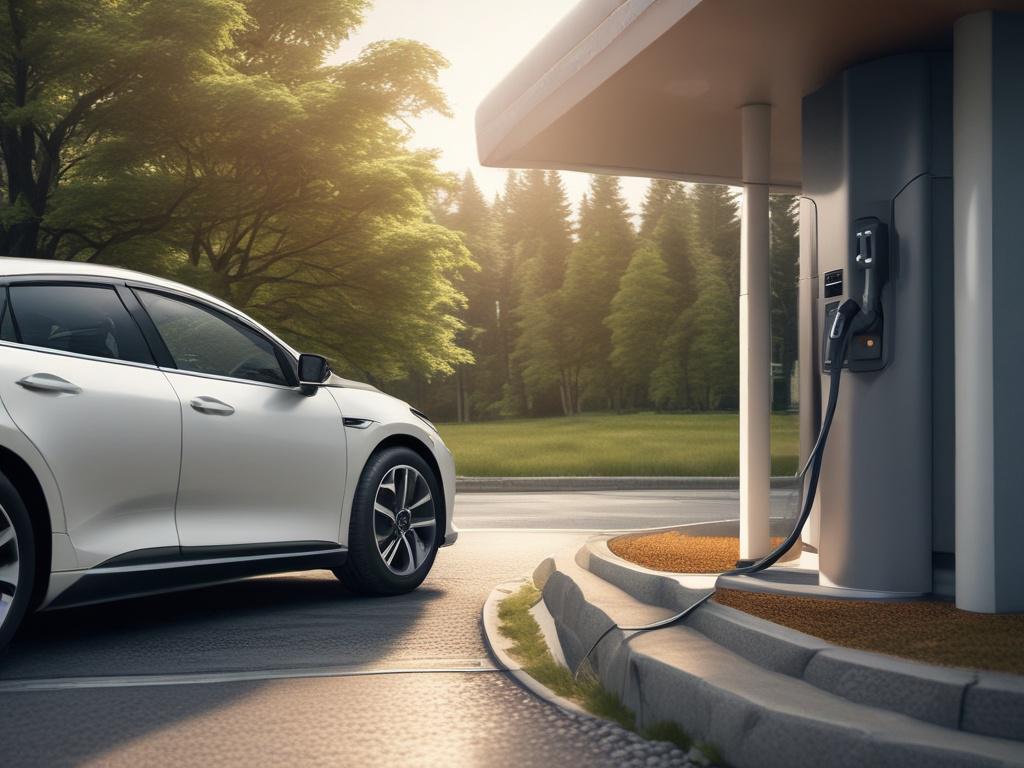 A high resolution image of an electric vehicle being charged