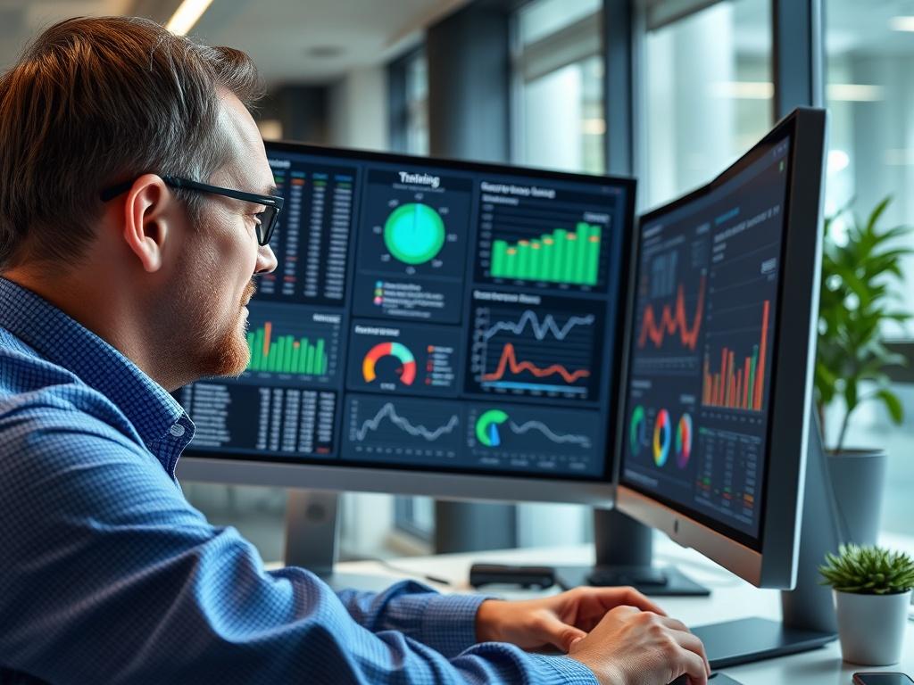 A high resolution of a manager reviewing training logs on