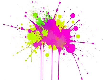 Neon paint spatter decoration
