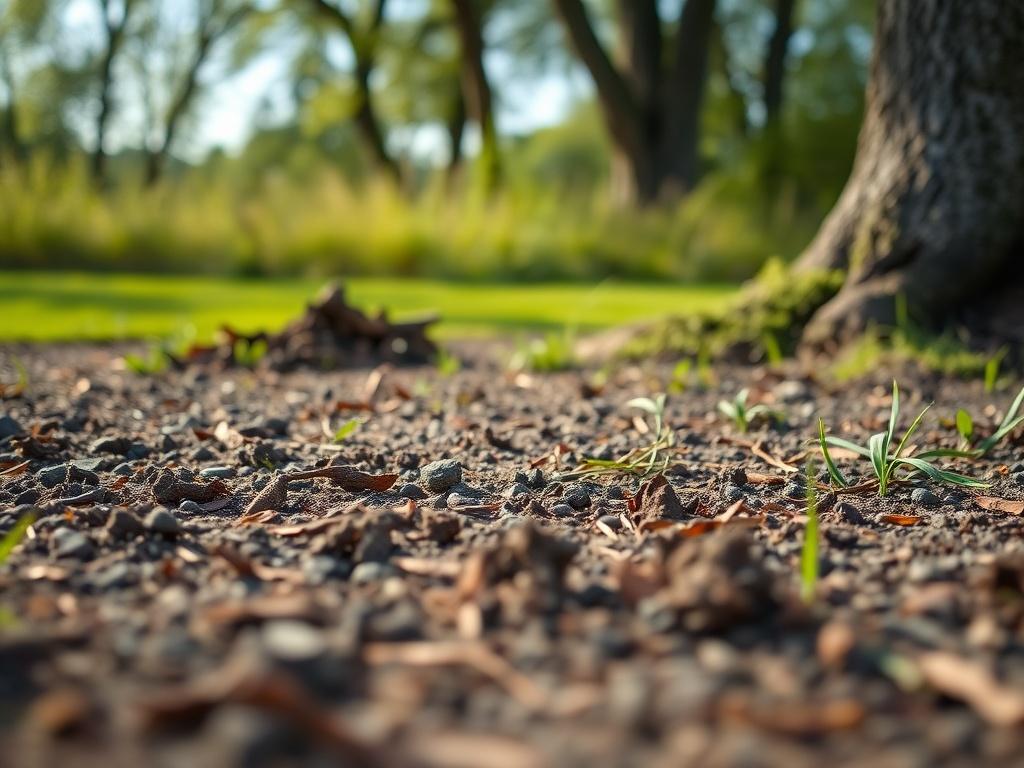 A close up of a clean, cleared area after tree